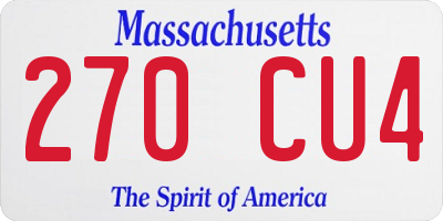 MA license plate 270CU4