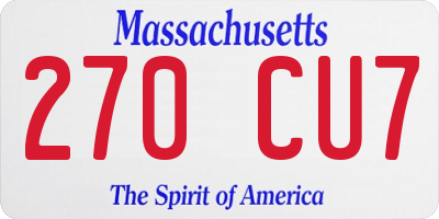 MA license plate 270CU7