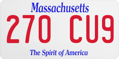 MA license plate 270CU9