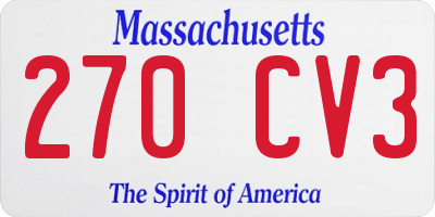 MA license plate 270CV3