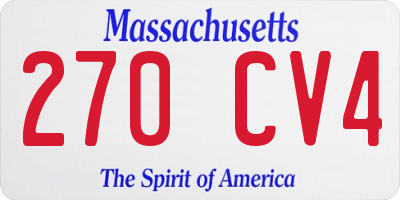 MA license plate 270CV4