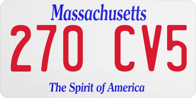 MA license plate 270CV5