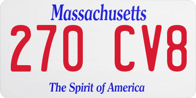 MA license plate 270CV8
