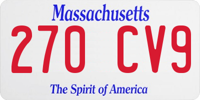 MA license plate 270CV9