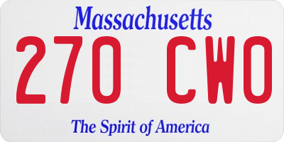 MA license plate 270CW0