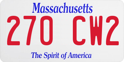 MA license plate 270CW2