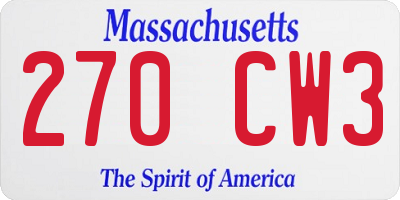 MA license plate 270CW3