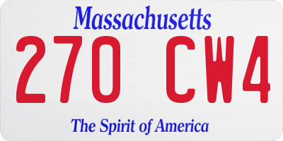 MA license plate 270CW4