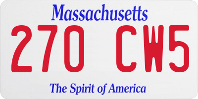 MA license plate 270CW5