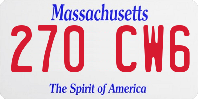 MA license plate 270CW6