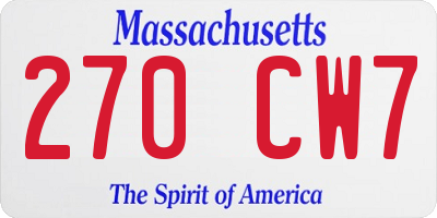 MA license plate 270CW7