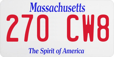 MA license plate 270CW8