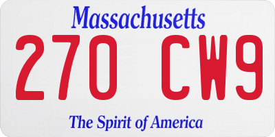 MA license plate 270CW9