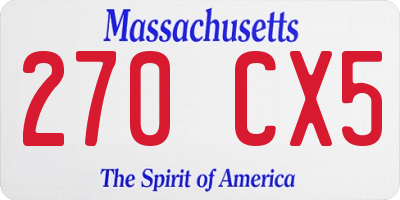 MA license plate 270CX5