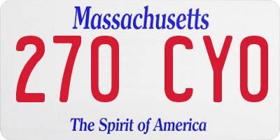 MA license plate 270CY0