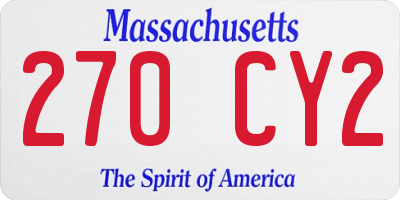 MA license plate 270CY2
