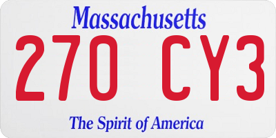 MA license plate 270CY3