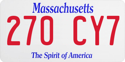 MA license plate 270CY7