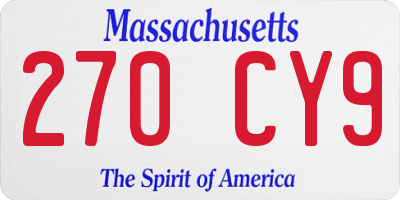 MA license plate 270CY9