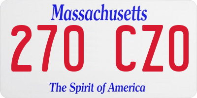 MA license plate 270CZ0