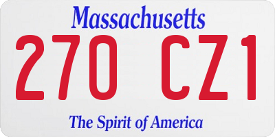 MA license plate 270CZ1