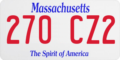 MA license plate 270CZ2