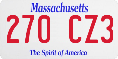 MA license plate 270CZ3