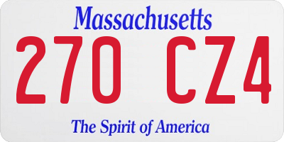 MA license plate 270CZ4