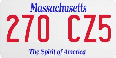 MA license plate 270CZ5