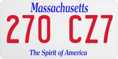 MA license plate 270CZ7