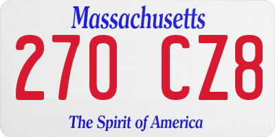 MA license plate 270CZ8