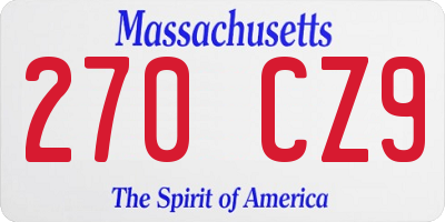 MA license plate 270CZ9