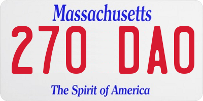 MA license plate 270DA0