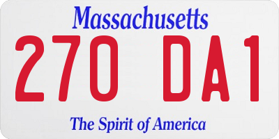 MA license plate 270DA1