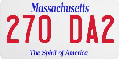MA license plate 270DA2