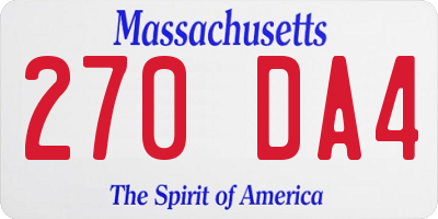 MA license plate 270DA4