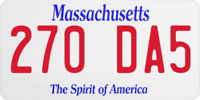 MA license plate 270DA5