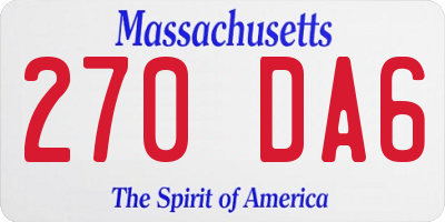 MA license plate 270DA6