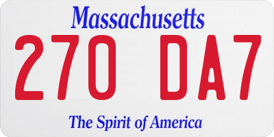 MA license plate 270DA7