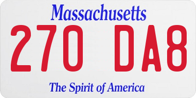 MA license plate 270DA8