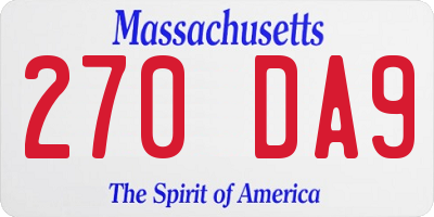 MA license plate 270DA9