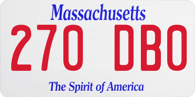MA license plate 270DB0