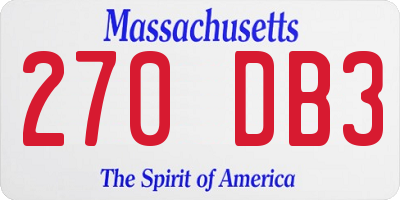 MA license plate 270DB3