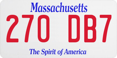MA license plate 270DB7