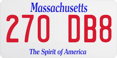 MA license plate 270DB8
