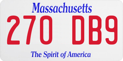 MA license plate 270DB9