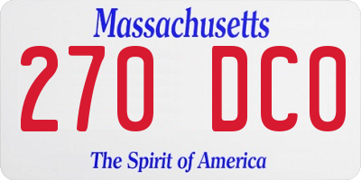 MA license plate 270DC0