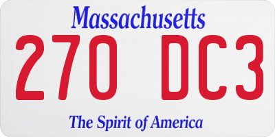 MA license plate 270DC3
