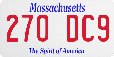MA license plate 270DC9