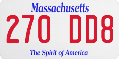 MA license plate 270DD8